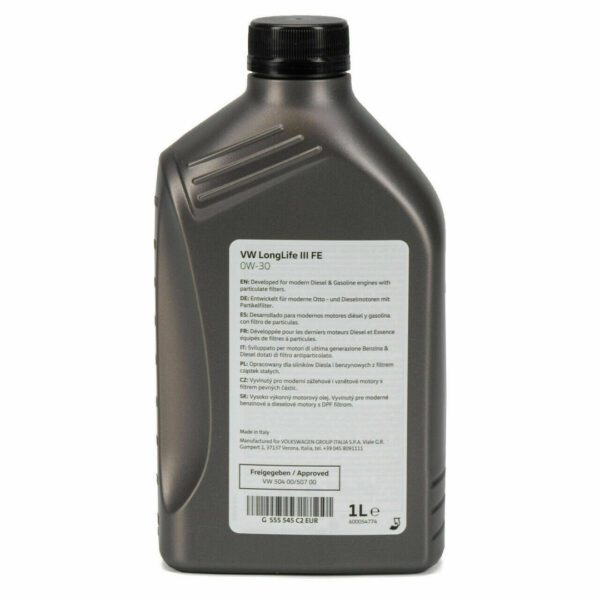 Olio motore 0w30 Long life 3 FE originale Volkswagen (confezione da 1 litro) GS55545C2EUR - immagine 2