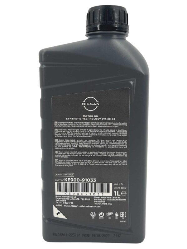 Olio motore Nissan Dpf 5W30 C3 sintetico (confezione da 1 litro) - immagine 2